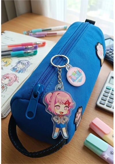 Owl Bag Doki Doki Literatüre Club - Natsuki Karakteri Desenli Acrylic Anahtarlık Çanta Süsü Çok Renkli
