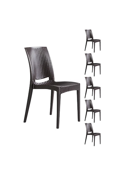 6 Adet Rattan Kahve Sandalye / Balkon-bahçe-teras Kahverengi