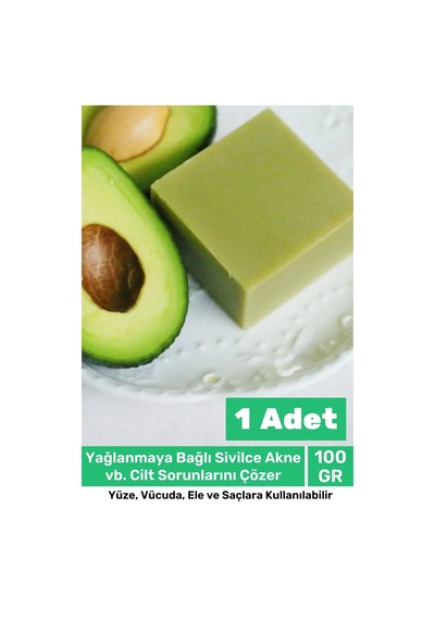 100% Doğal Güzel Kokulu El Yüz Saç Vücut Cilt Onaran Kolajen Etkili Avokado Bitkisel Sabun 1 Adet