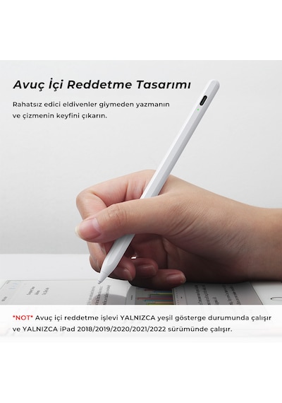 Bluetooth Stylus Pen Manyetik Çekim Destekli Apple Uyumlu iPad, & Android Kalem