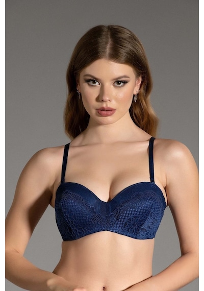 New Bra Kadın Dolgusuz B Cup Sütyen Lacivert