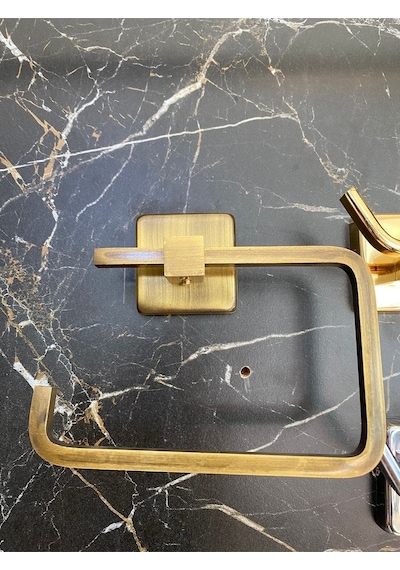 İsaoğlu Yapı Antik Gold Tuvalet Kağıtlığı Mat Gold Kağıtlık Antik Eskitme Aksesuar Tuvalet Kağıtlık Gold