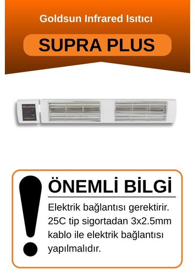 Supra Plus 4000 Watt Gss40p Kumandalı Suya Dayanıklı Elektrikli İnfrared Isıtıcı-beyaz