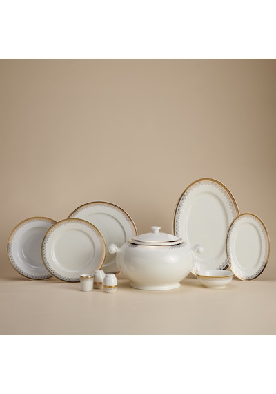 Korkmaz Hanedan Collection 60 Parça Yemek Takımı A8136 Kırık Beyaz