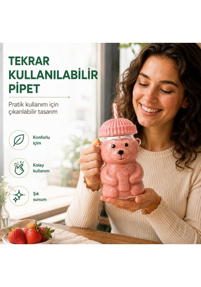 Ayıcıklı Cam Bardak 580 Ml - Pipetli Kapaklı Borosilikat İçecek Bardağı - Soğuk Kahve Smoothie Limonata Su İçin Sevimli Ayı Tasarım - Hediye Kupa Dekoratif Sunum - Pembe Beyaz - Çok Renkli Ayıcıklı Cam Bardak 580 Ml - Pipetli Kapaklı Borosilikat İçecek Bardağı - Soğuk Kahve Smoothie Limonata Su İçin Sevimli Ayı Tasarım - Hediye Kupa Dekoratif Sunum - Pembe Beyaz - Çok Renkli