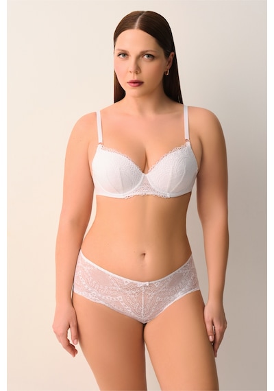 Suwen Lace Deluxe Yüksel Bel Dantelli Slip Külot Sw4055101 Beyaz