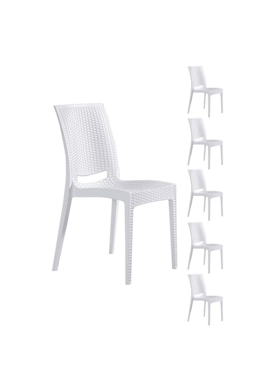 6 Adet Rattan Beyaz Sandalye - Bahçe&balkon&teras Sandalye Beyaz