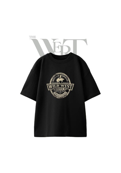Thewert Rodeo Cowboy Tasarım Baskılı Ünisex Siyah Oversize T-shirt