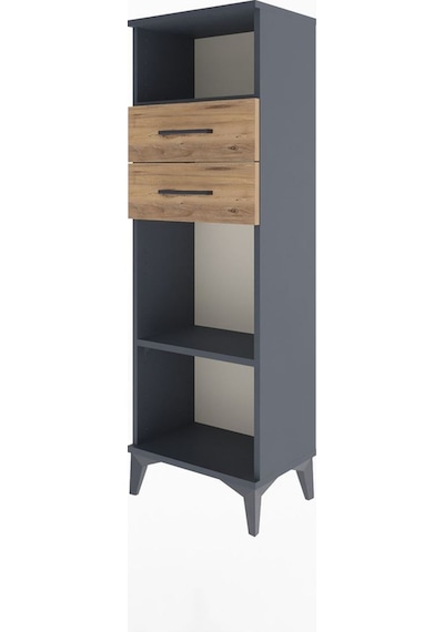 Arges Dolap 2 Raflı 2 Çekmeceli 44x30x134 Antrasit-çam Antrasit