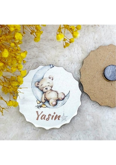 Ahşap Magnet Bebek Hediyeliği Ayıcık Baskılı 30 Adet