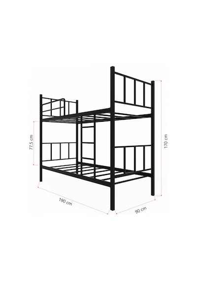 Niron 90x190 Sağlamlaştırılmış Ayrılabilir Ranza / Karyola