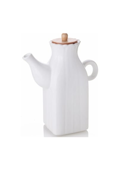 2 Adet Porselen Beyaz Papatya Yağdanlık 1000ml Beyaz Beyaz