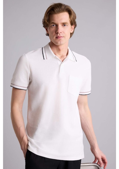 Defacto Regular Fıt Basic Kısa Kollu Polo Tişört G6946ax26smer105 Ekru-er105