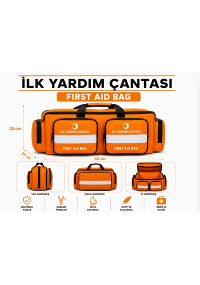 İlk Yardım Çantası Maxi Turuncu İki Cepli