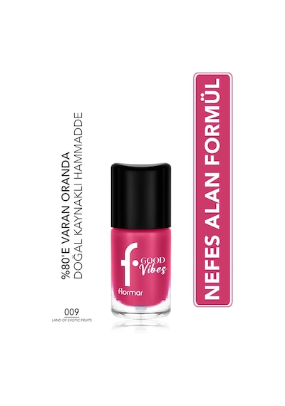 Flormar Good Vibes Yüksek Pigmentli & Parlak Bitişli Nefes Alabilen Oje 009 Landof Exotic Fruits