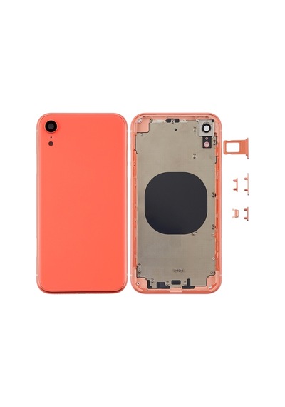 Cbtx Kamera Lensli Ve Sım Kart Tepsisi Ve Apple Uyumlu iPhone Xr Mercan İçin Yan Anahtarlarla Arka Gövde Kapağı