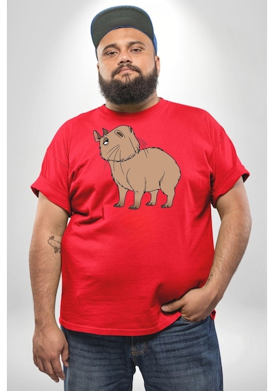 Angemiel Chispi Kırmızı Büyük Beden Erkek Kadın Unisex Basic Ön Baskılı Tişört Kırmızı