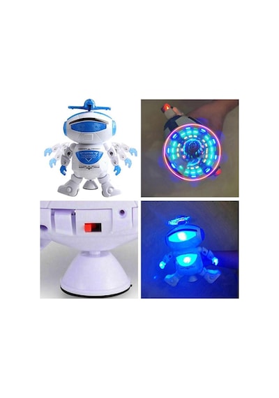 Pilli, Müzikli, Sesli, Işıklı Ve Dans Eden Pevaneli Oyuncak Robot 20 Cm.