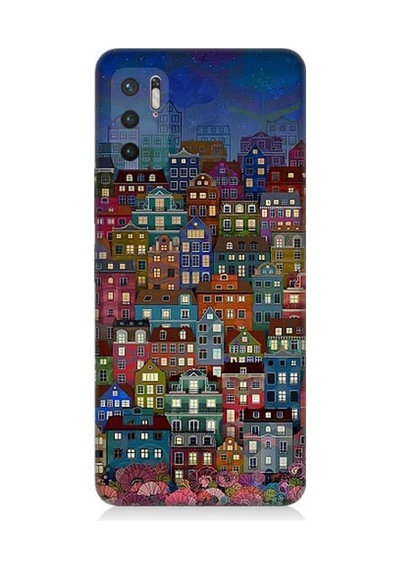 Xiaomi Redmi Note 10 5g Uyumlu Minyatür Evler Ve Gece Desenli Silikon Kılıf