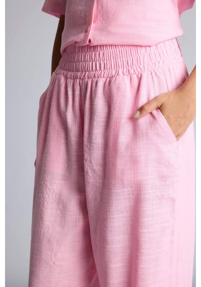 Defacto Wıde Leg Üç Cepli Yüksek Bel Keten Görünümlü Standart Boy Pembe Pantolon A9129ax26smpn253 Pembe-pn253