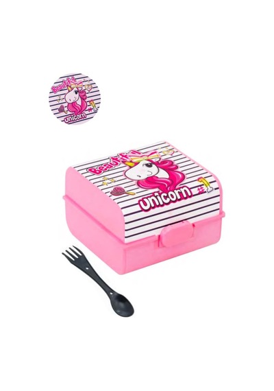 Flosoft Unicorn Matara Ve Beslenme Kutusu, Desenli 3 Bölmeli Okul Beslenme Kabı Ve Suluğu 2 Li Set