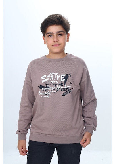 Toontoy Kids Toontoy Erkek Çocuk New Strıve Baskılı Sweatshirt Acı Kahverengi