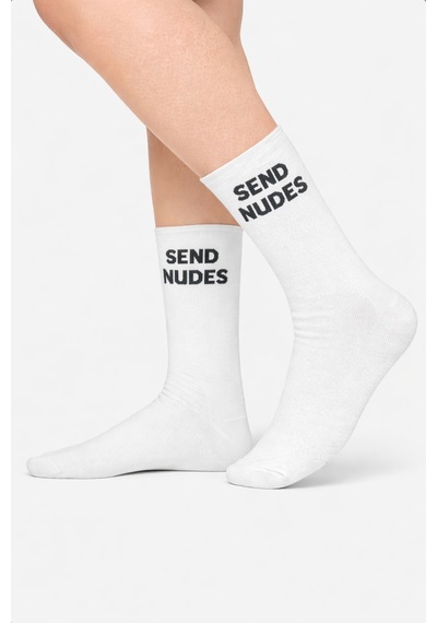 Carnaval Socks Send Nudes Yazılı Desenli Renkli Spor Çorap Çok Renkli