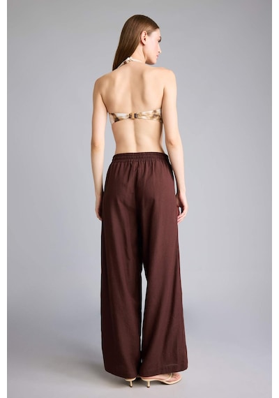 Defacto Regular Fıt Pamuklu Wide Leg Plaj Pantolonu H0878ax26smbn341 Kahve-bn341