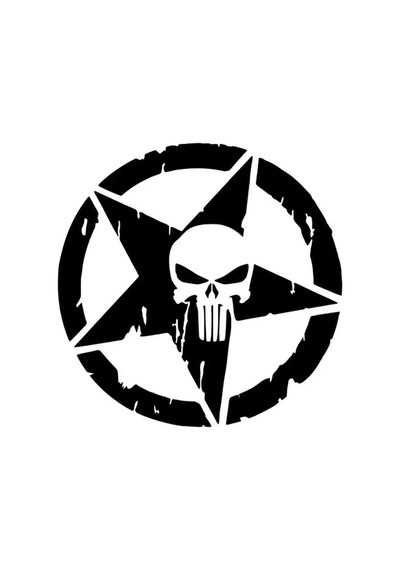 Army Star Punisher Sticker Oto Motor Laptop Duvar Folyo Sticker 25x25 Cm