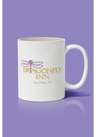 Dragonfly Baskılı Kupa Bardak Beyaz