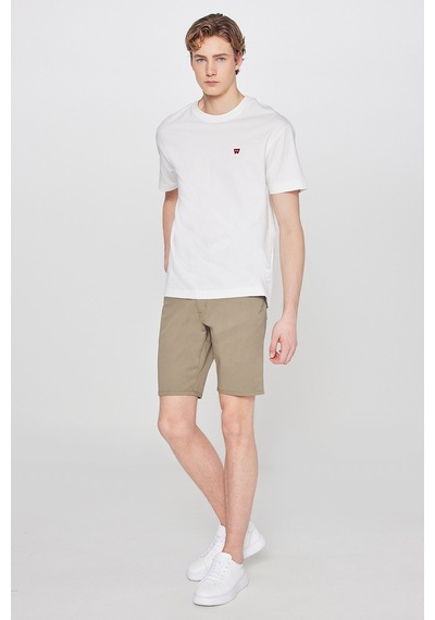 Wrangler Pamuklu Slim Fit Dar Kesim 5 Cepli Esnek Şort Bej Melanj