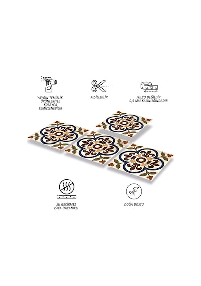Tink Kendinden Yapışkanlı Renkli Fas05 Desenli Pvc Karo 30x30 Cm