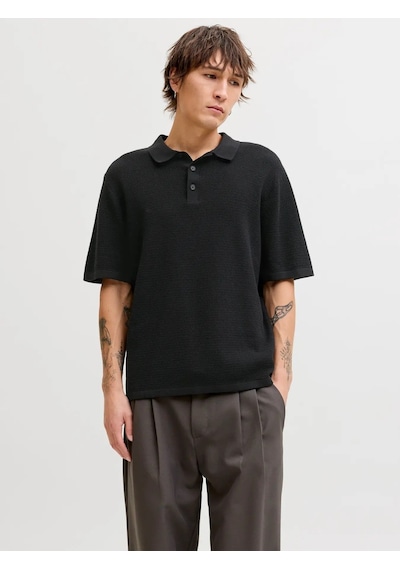 Jack & Jones Jjegeorge Knit Polo Ss Sn Erkek T-shirt-32818 Siyah