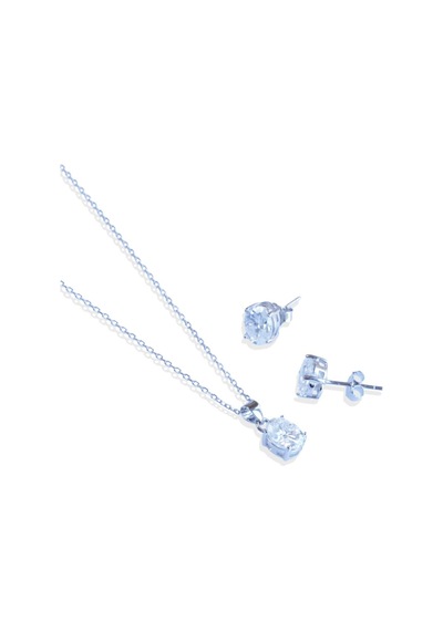 Elips Mini Mozanit Taşlı Gümüş Set Gümüş