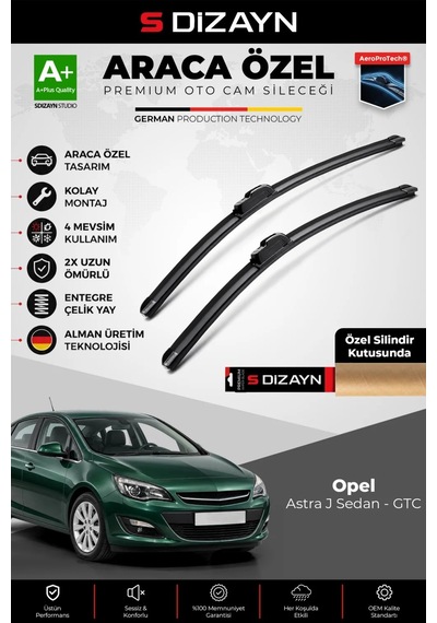 S-dizayn Opel Astra J Sedan - Gtc Ön Cam Silecek Seti 2012-2019 Premium Araca Özel 70-65 Cm A+ Kalit