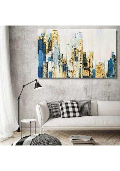 Bina Kabartma El Yapımı Yağlı Boya Tablo 94x64cm