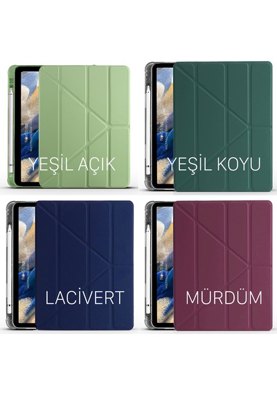 NovStrap Samsung Galaxy Tab S7 Fe Lte T730 T735 T737 Uyumlu Kılıf Smart Kalem Bölmeli Trifold Stand