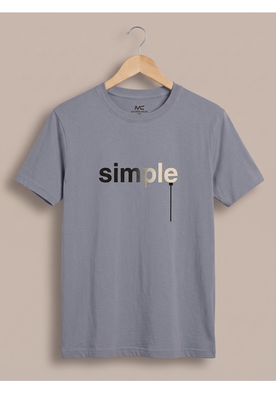 Maccali Erkek Lila Simple Baskılı Bisiklet Yaka Bol Kesim Tişört