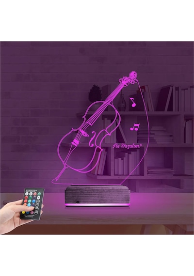Luvivia Çello Enstrüman Müzik Kişiye Özel 3d Lamba - Masa Gece Lambası