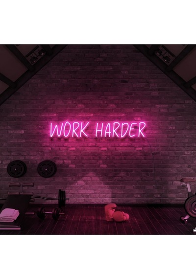 Work Harder Yazılı Neon Tabela Pembe