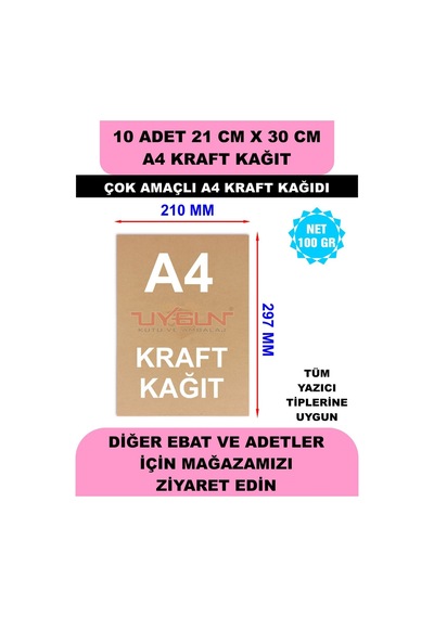 10 Adet A4 Kraft Kağıt 21x30 100 Gr. Yazıcı Uyumlu, Vintage Resim Kağıdı, Çocuk Etkinlik Kağıdı
