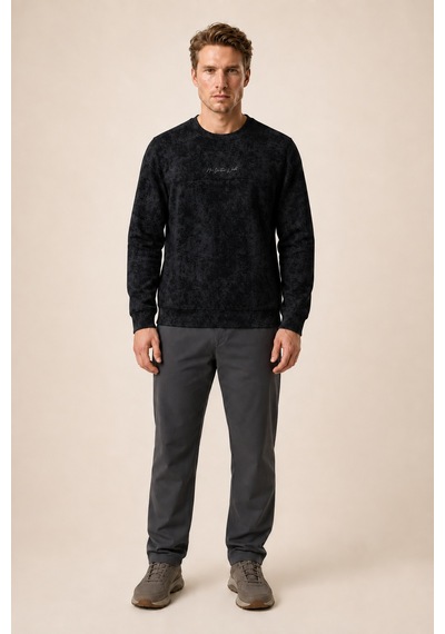 Redline Continu Erkek Kışlık Regular Fit Kışlık Bisiklet Yaka Sweatshirt Siyah