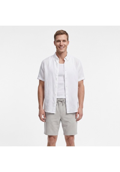 Nautica Erkek Beyaz Regular Fit Kısa Kollu Keten Gömlekdüzw65105t