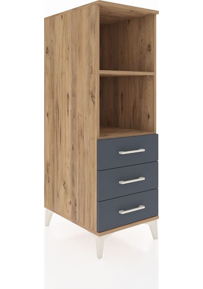 Kronos Dolap 2 Raflı 3 Çekmeceli 44x59x134 Çam-antrasit Atlas Çam