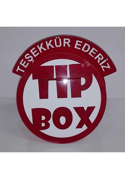 Tip Box Bahşiş Kutusu, Sadaka Kutusu ve Kumbara Kırmızı Pleksi Daire Model