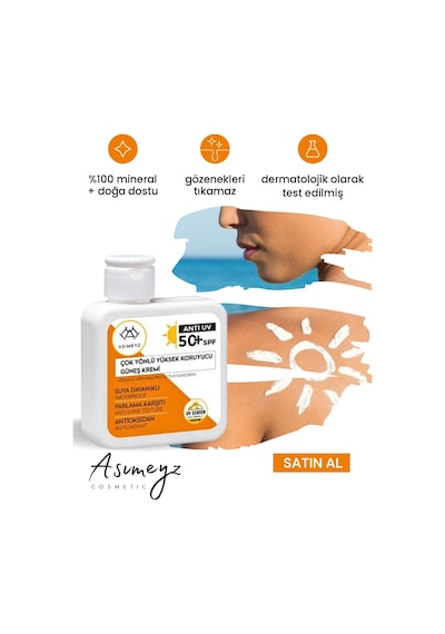 Asimeyz Çok Yönlü Yüksek Koruyucu Güneş Kremi SPF50+ 100 ML