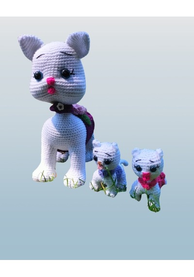 Amigurumi Kedi Ve Yavruları. Anneli Bebekli Set Oyuncak Hayvanlar