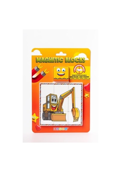 Blok Çift Taraflı 9 Parçalı Mıknatıslı Kepçe - Forklift Puzzle - 2 Görsel Yapboz Diğer