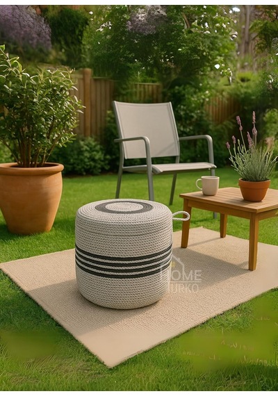 Natureline Jüt Puf Salon Pufu Antre Puf Makyaj Masası Ve Yatak Odası Banyo Puf Teras Veranda Ve Balkon Uyumlu Hasır Diğer