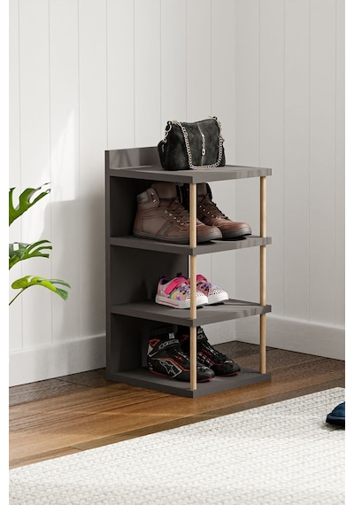 Çok Amaçlı 4 Raflı Ayakkabılık, Banyo, Mutfak Düzenleyici Organizer Antrasit Gri Antrasit - Gri